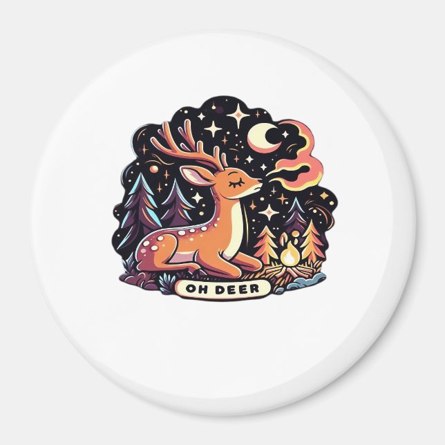 Oh Deer Contemporary Graphic Vibe  Magnet (Front)