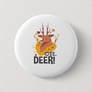 Oh Deer Contemporary Minimal Look  6 Cm Round Badge