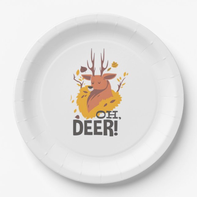 Oh Deer Contemporary Minimal Look  Paper Plate (Front)