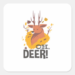 Oh Deer Contemporary Minimal Look Square Sticker