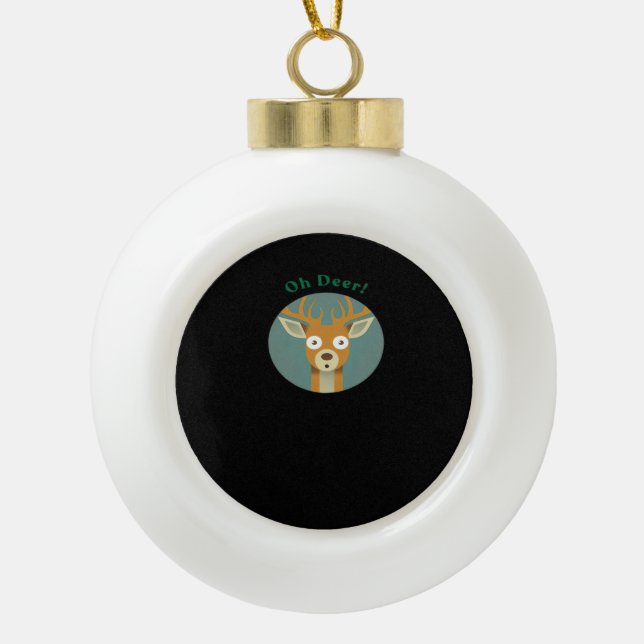 Oh Deer Creative Style  Ceramic Ball Christmas Ornament (Front)