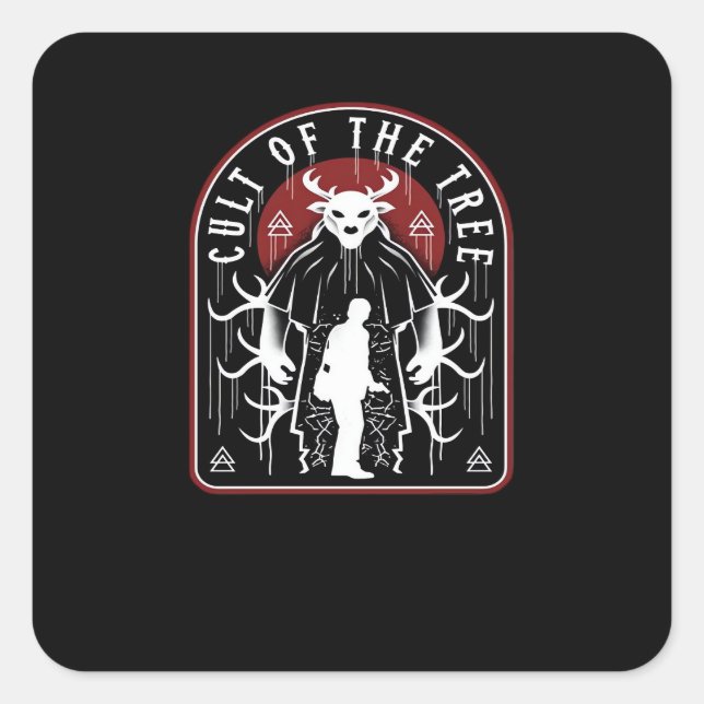 Oh Deer Cult Of The Tree Artistic Style  Square Sticker (Front)