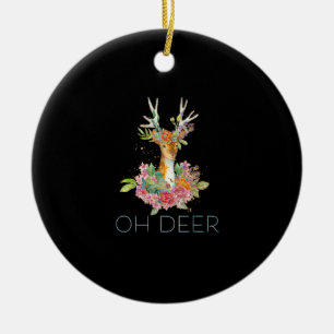 Oh Deer Cute Colorful Deer Minimal Design Ornament