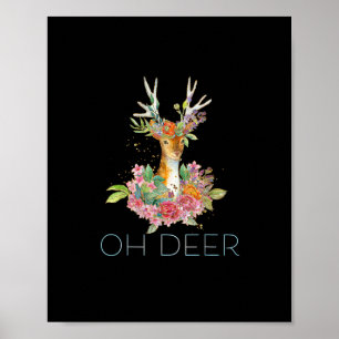 Oh Deer Cute Colorful Deer Minimal Design Poster