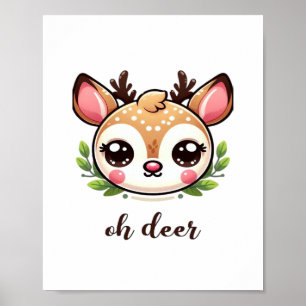 Oh Deer Cute Deer Minimal Design  Poster