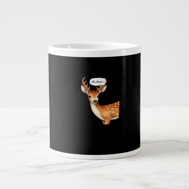 Oh Deer Cute Punny Deer Saying Whimsical Quote Large Coffee Mug (Front)