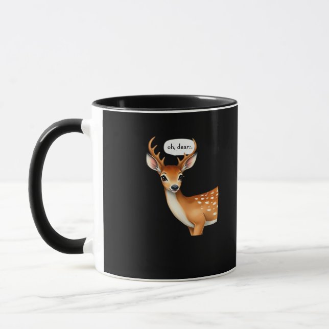 Oh Deer Cute Punny Deer Saying Whimsical Quote Mug (Left)