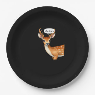 Oh Deer Cute Punny Deer Saying Whimsical Quote Paper Plate