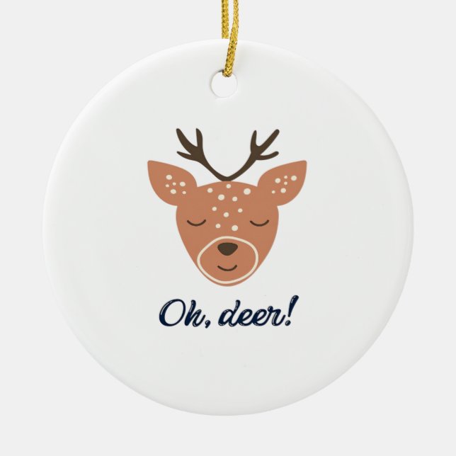 Oh Deer Deer Love Save The Deer Creative DOrnament Ceramic Ornament (Front)
