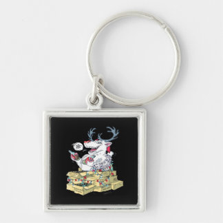Oh Deer Drunk Reindeer Celebrating Christmas Festi Key Ring