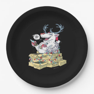 Oh Deer Drunk Reindeer Celebrating Christmas Festi Paper Plate
