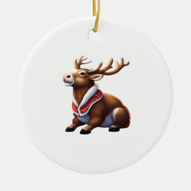 Oh Deer Energetic Modern Design Ceramic Ornament (Front)