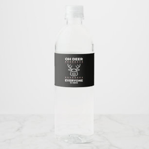 Oh Deer Everyone Is Here Modern Style Water Bottle Label