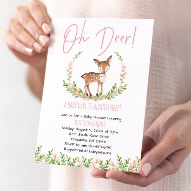 Oh Deer Floral Baby Shower Invite (Creator Uploaded)