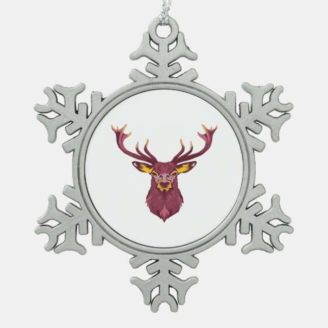 Oh Deer Fresh Modern Design  Snowflake Pewter Christmas Ornament (Front)