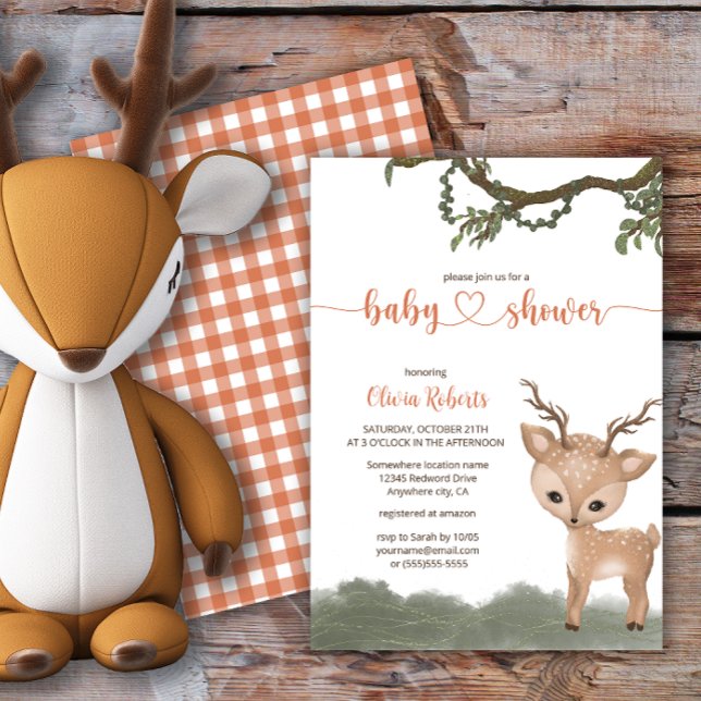 Oh Deer gender neutral woodland baby shower Invitation (Creator Uploaded)