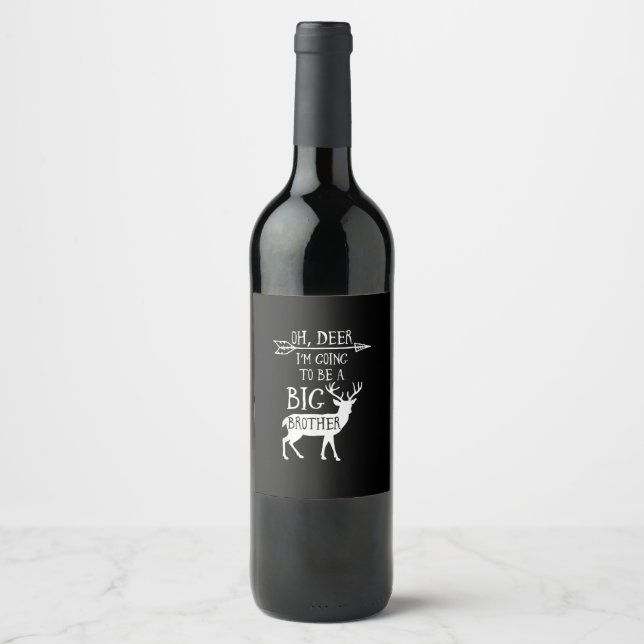 Oh Deer Going To Big Brother Christmas Announcemen Wine Label (Front)