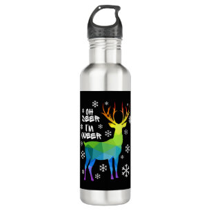 Oh Deer I'M Queer Funny Lgbt Gay Lesbian Christmas 710 Ml Water Bottle