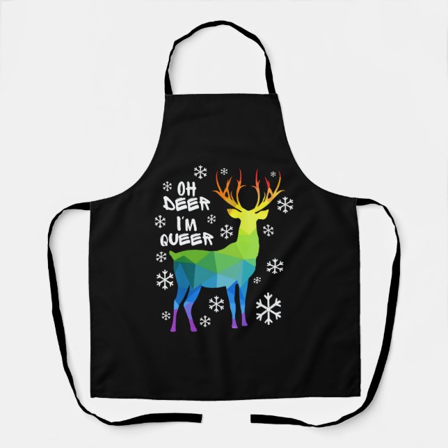 Oh Deer I'M Queer Funny Lgbt Gay Lesbian Christmas Apron (Front)