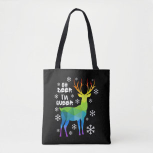 Oh Deer I'M Queer Funny Lgbt Gay Lesbian Christmas Tote Bag