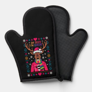 Oh Deer I'm Queer LGBT LGBTQ Gay Pride Ugly Xmas Oven Mitt