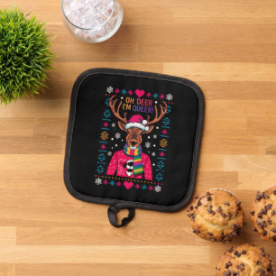 Oh Deer I'm Queer LGBT LGBTQ Gay Pride Ugly Xmas Pot Holder