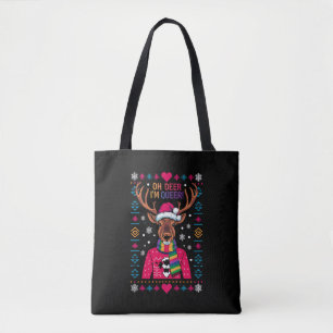 Oh Deer I'm Queer LGBT LGBTQ Gay Pride Ugly Xmas Tote Bag