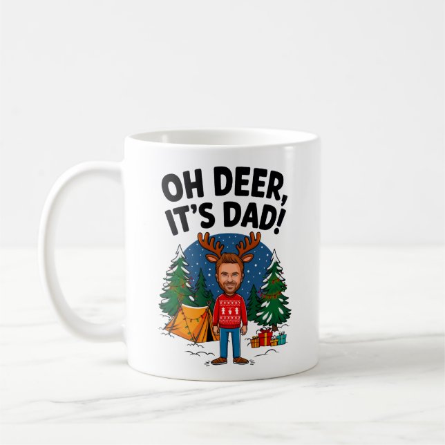 Oh Deer It’s Dad Holiday Humour Artwork Coffee Mug (Left)