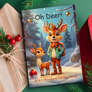 Oh Deer! It's a Woodland Party Christmas  Holiday Card