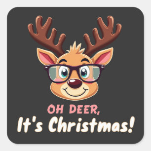 Oh Deer, It's Christmas: A Whimsical Holiday Party Square Sticker