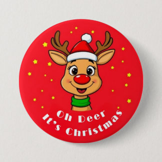 Oh Deer It's Christmas Button