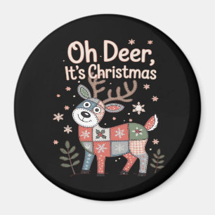 Oh Deer Its Christmas Miniature Patchwork Squares Magnet