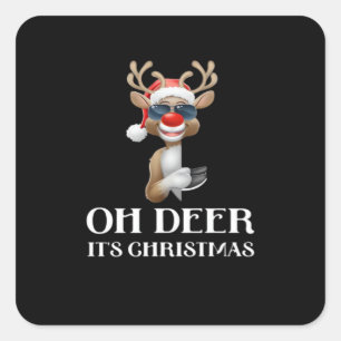 Oh Deer Its Christmas Reindeer Style Square Sticker