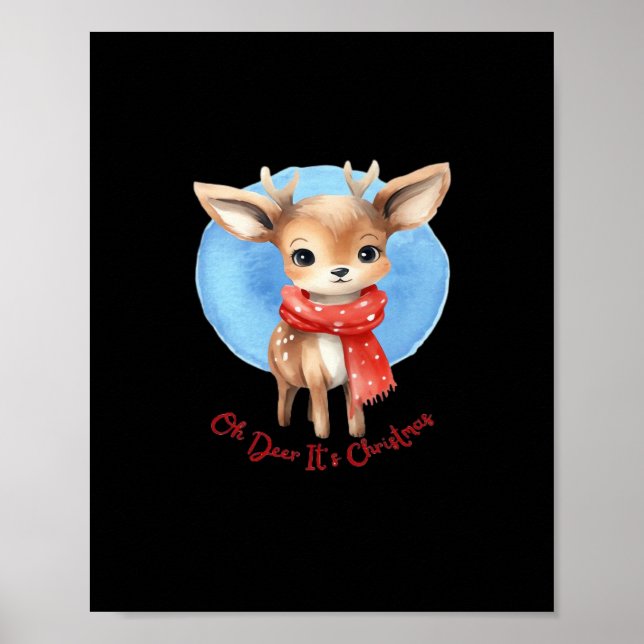 Oh Deer Its Christmas Retro Classic Design  Poster (Front)