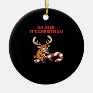 Oh Deer Its Christmas Stressed Reindeer WiOrnament Ceramic Ornament