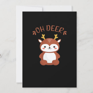 Oh Deer Kawaii Deer Playful Art Style Holiday Card