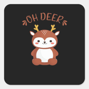Oh Deer Kawaii Deer Playful Art Style Square Sticker