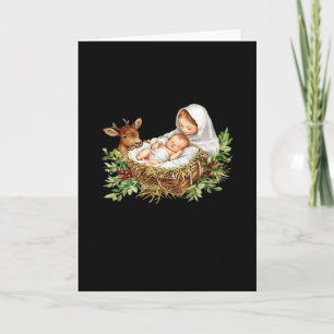 Oh Deer Mary Nativity Scene Christmas Jesus Card