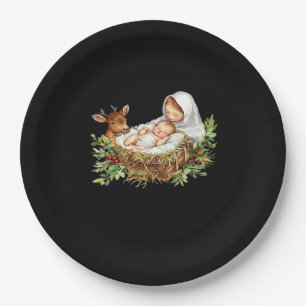 Oh Deer Mary Nativity Scene Christmas Jesus Paper Plate