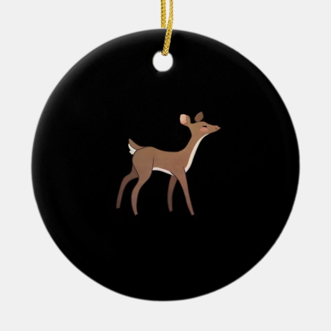 Oh Deer Me Whimsical Creative Design Ceramic Ornament (Front)