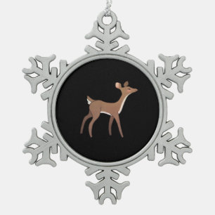 Oh Deer Me Whimsical Creative Design  Snowflake Pewter Christmas Ornament