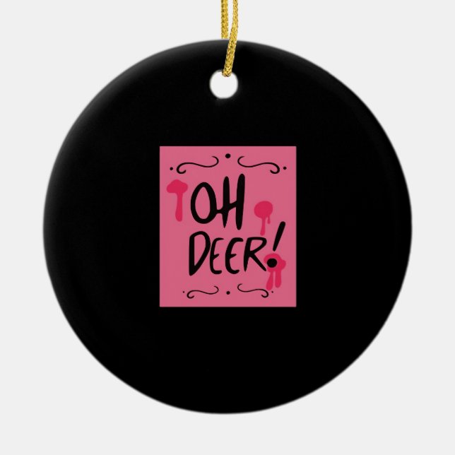 Oh Deer Minimal Aesthetic Ceramic Ornament (Front)