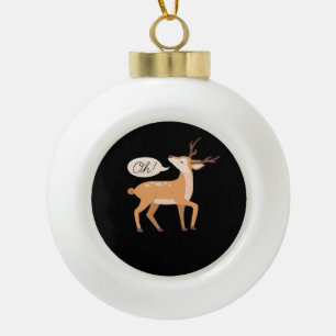 Oh Deer Minimal Clean Aesthetic  Ceramic Ball Christmas Ornament