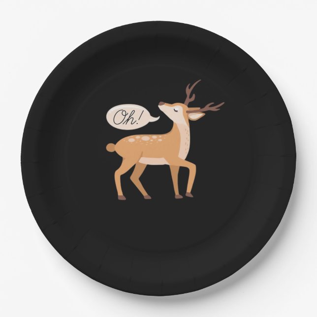 Oh Deer Minimal Clean Aesthetic  Paper Plate (Front)