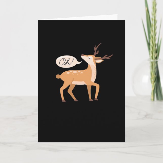 Oh Deer Minimal Clean AesthetiFolded Greeting Card (Front)