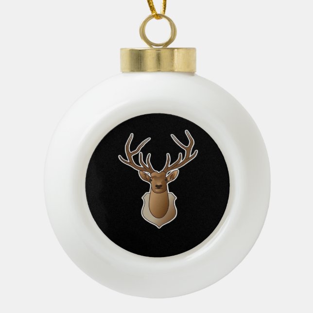 Oh Deer Minimal Design  Ceramic Ball Christmas Ornament (Front)