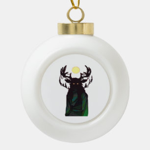 Oh Deer Minimal Design Ceramic Ball Christmas Ornament