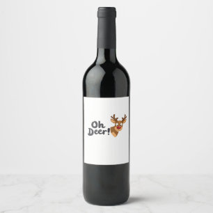 Oh Deer Modern Aesthetic Style  Wine Label