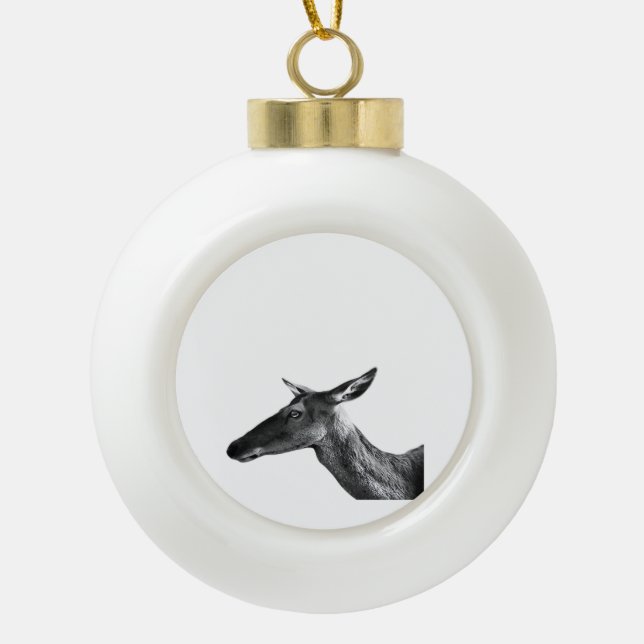 Oh Deer Modern Aesthetic Vibe  Ceramic Ball Christmas Ornament (Front)