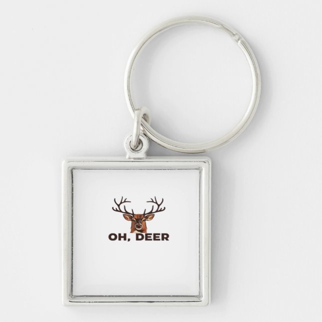 Oh Deer Modern Clean Design  Key Ring (Front)